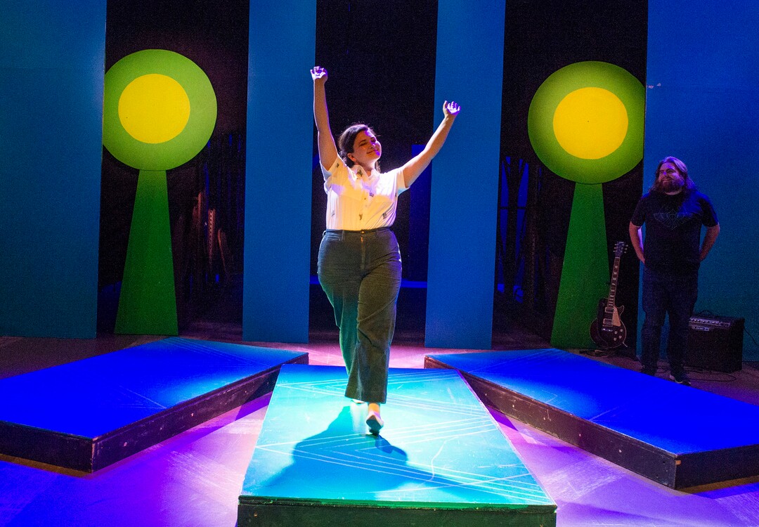 (Rick Egan  |  The Salt Lake Tribune)  Madeline Thatcher rehearses for the first Utah theater production since the COVID-19 lockdown, titled "The Corona Conundrum," at The Parker Theatre, Wednesday, May 13, 2020.