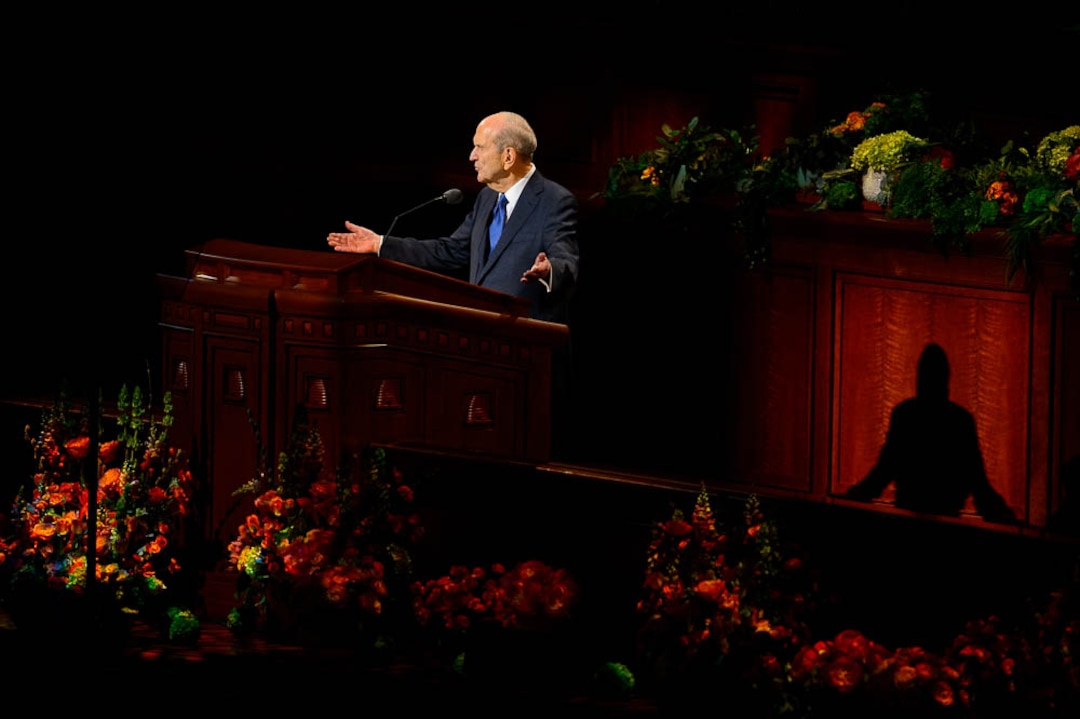 (Trent Nelson  |  The Salt Lake Tribune)  President Russell M. Nelson speaks during the morning session of the189th Annual General Conference of The Church of Jesus Christ of Latter-day Saints in Salt Lake City on Sunday April 7, 2019.