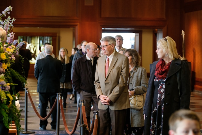 (Photo courtesy of the LDS Church) Mourners pay their respects during the viewing for Mormon church President Thomas S. Monson at the LDS Conference Center in Salt Lake City, Utah, on Thursday, Jan. 11, 2018. Monson died last week at the age of 90.
