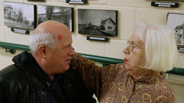 (Courtesy Music Box Films) Shep Shell, a blind man living in Winnpeg, meets Aida Zasadsinska, the mother he never knew, in a scene from the documentary "Aida's Secrets."