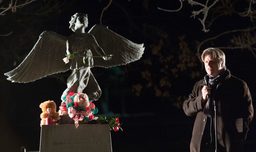 Rick Egan  |  The Salt Lake TribuneRichard Paul Evans speaks during the annual ceremony for grieving parents at the Christmas Box Angel, at the Salt Lake City Cemetery, Saturday, December 6, 2014