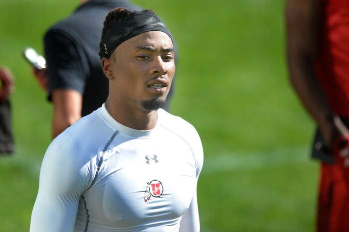 Scott Sommerdorf | The Salt Lake Tribune
New Utah WR Darren Carrington II after the first day of Utah fall football camp, Friday, July 28, 2017. during the first day of Utah fall football camp, Friday, July 28, 2017.