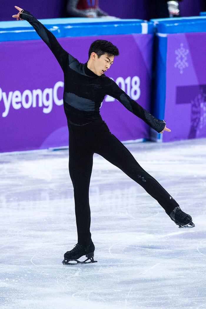 (Chris Detrick  |  The Salt Lake Tribune)  Salt Lake City's Nathan Chen competes in the Men's Single Skating Short Program for the Team Event at the Gangneung Ice Arena Friday, February 9, 2018.  Chen got fourth place with a score of 80.61.