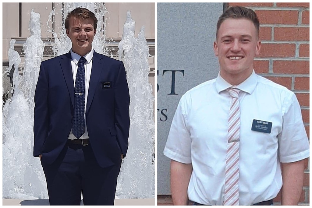 (The Church of Jesus Christ of Latter-day Saints) Tyson Gene Haycock, left, and Michael Austin Davis, both 20, were killed in a car accident in New Mexico, where they had both been serving missions for The Church of Jesus Christ of Latter-day Saints. Davis is from Corrine, Utah, while Haycock is from Montana.