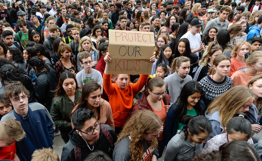 (Francisco Kjolseth  |  The Salt Lake Tribune)  West High School sophomore Andie Madsen, 15, returns to classes following a students walk out in Salt Lake, Wednesday morning March 14, 2018. Students in Utah and around the country planned the large-scale coordinated demonstration to protest gun violence and memorialize victims of last month's mass shooting at Marjory Stoneman Douglas High School in Parkland, Fla.