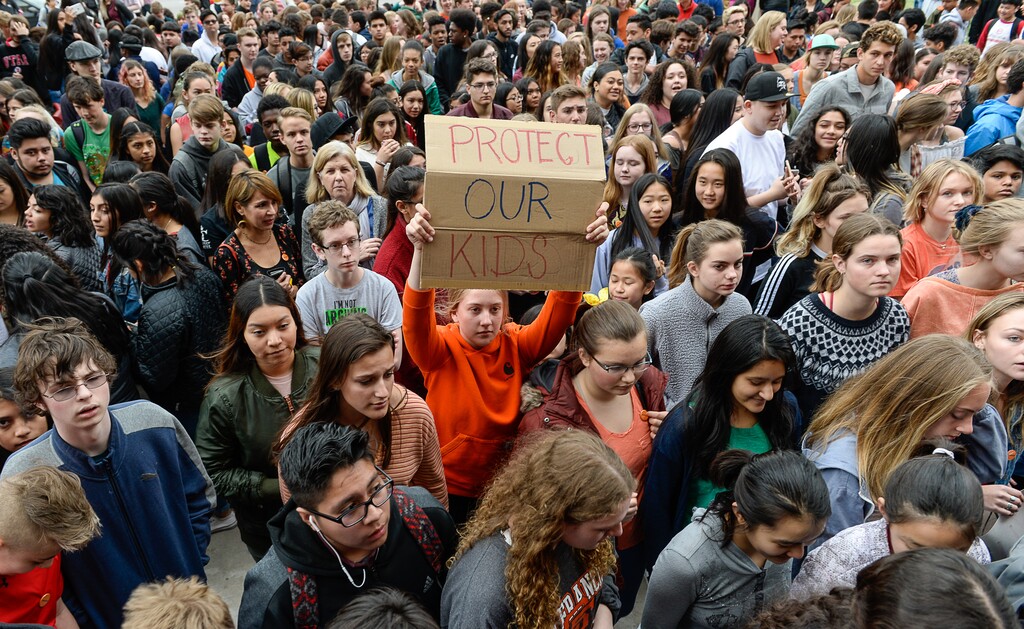 (Francisco Kjolseth | The Salt Lake Tribune) West High School sophomore Andie Madsen, 15, returns to classes after a student walkout in Salt Lake, Wednesday morning, March 14, 2018. Students in Utah and around the country planned the large-scale coordinated demonstration to protest gun violence and memorialize victims of February's mass shooting at Marjory Stoneman Douglas High School in Parkland, Fla.