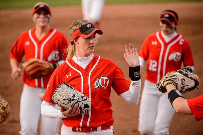 (Trent Nelson | The Salt Lake Tribune)  Utah Utes host the BYU Cougars, NCAA softball in Salt Lake City, Wednesday April 18, 2018. Utah starting pitcher Hailey Hilburn (30).