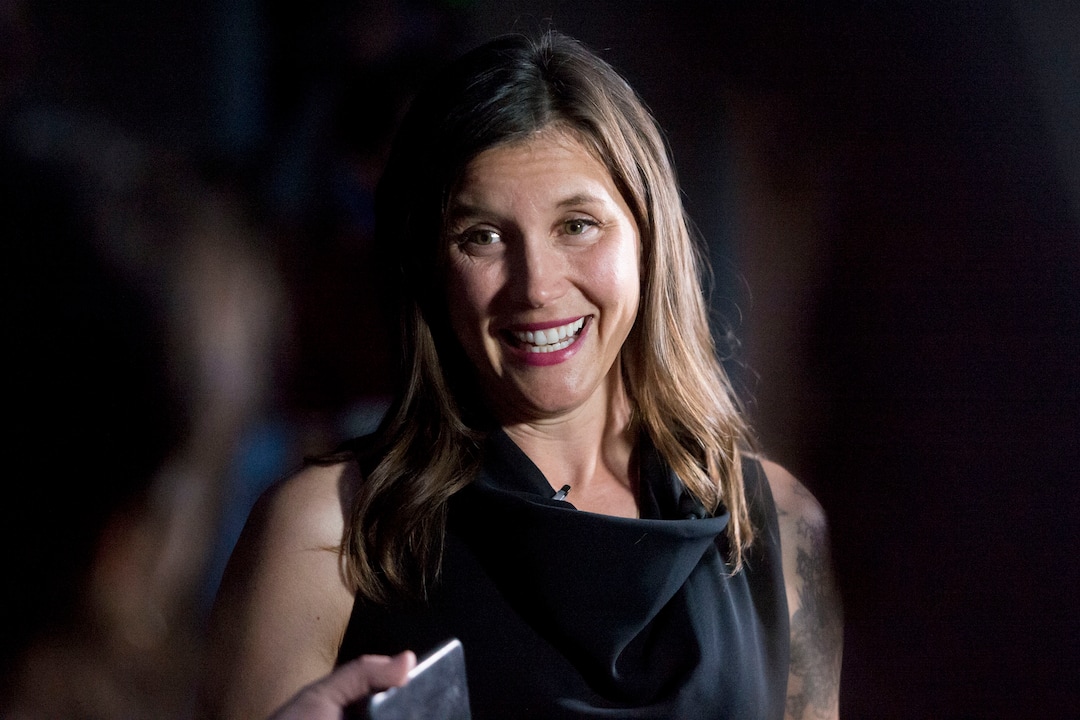 (Jeremy Harmon  |  The Salt Lake Tribune) Erin Mendenhall talks to reporters during an election night party in Salt Lake City on Tuesday, August 13, 2019.