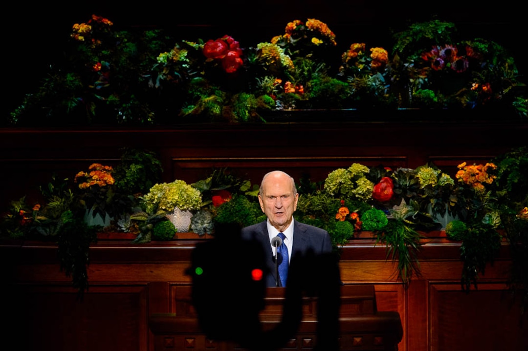 (Trent Nelson  |  The Salt Lake Tribune)  President Russell M. Nelson speaks during the morning session of the189th Annual General Conference of The Church of Jesus Christ of Latter-day Saints in Salt Lake City on Sunday April 7, 2019.