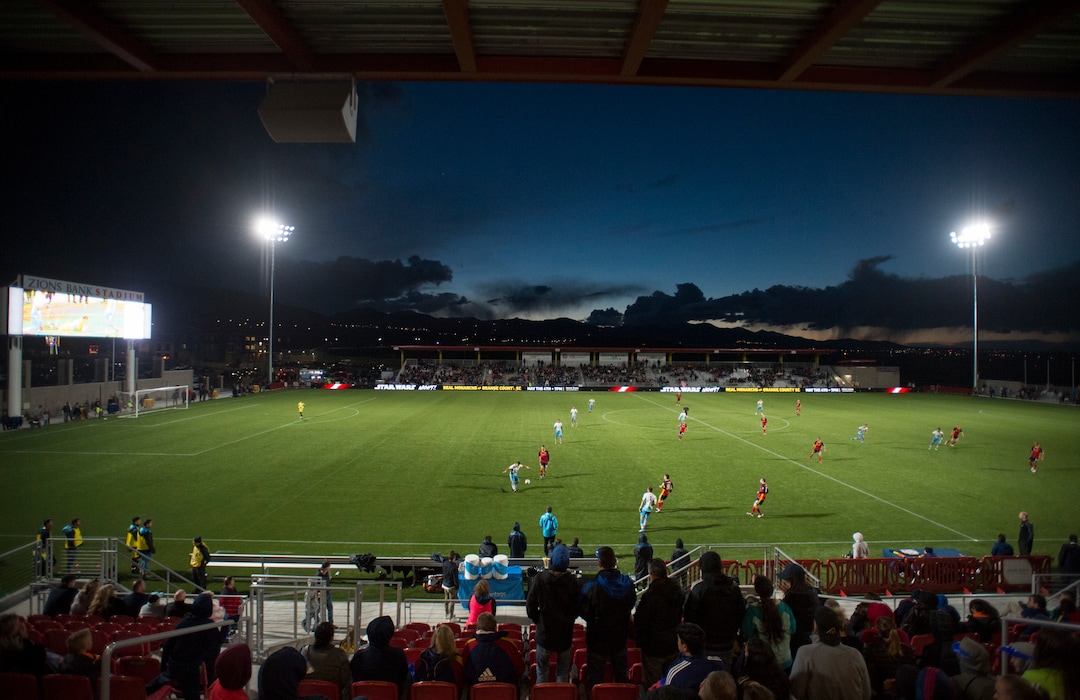 (Rick Egan  |  The Salt Lake Tribune)      The Real Monarchs play the Las Vegas Lights FC at the new Zions Bank Stadium in, Herriman, Monday, April 30, 2018.
