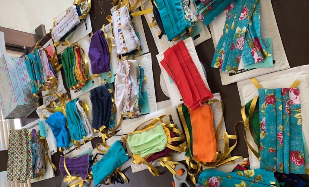 (Photo courtesy of Stormie Perdash) These face masks were made by Stormie Perdash, who lives near the Fort Hall Indian Reservation in Idaho. She now has made about 1,000 masks and shipped them to several states and Canada.