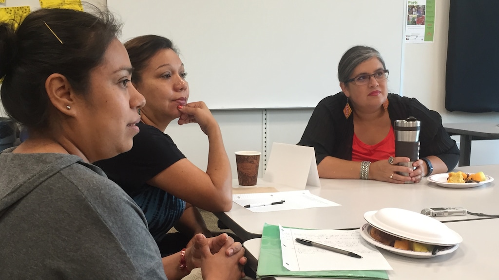 (University Neighborhood Partners) A "design circle" convening of west side community members, hosted by University Neighborhood Partners (UNP). Jennifer Mayer-Glenn, executive director, is pictured right.