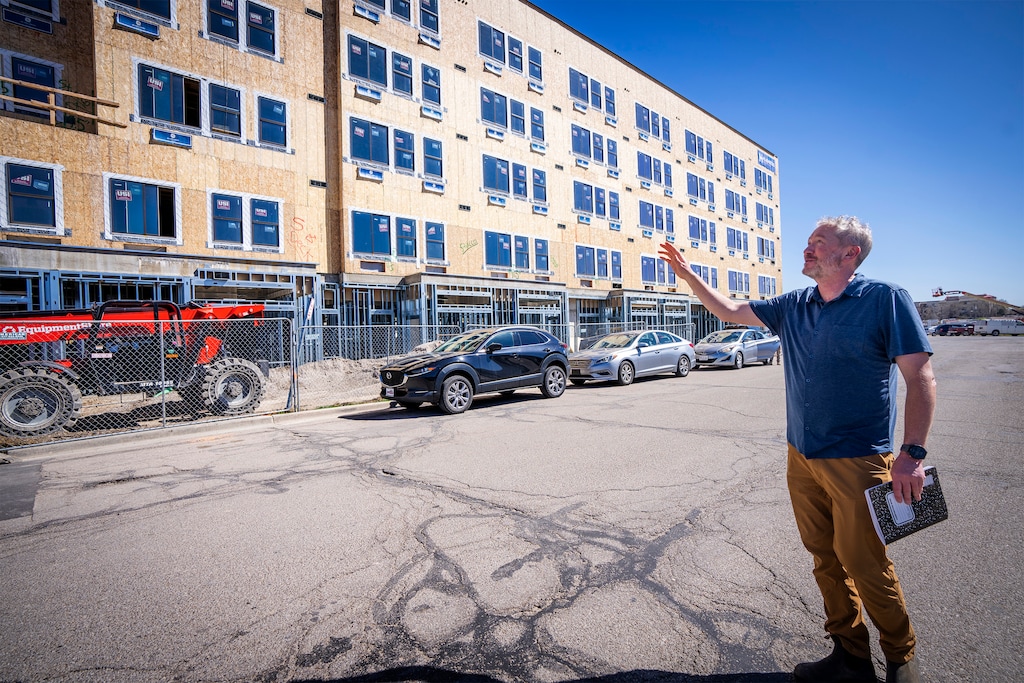 (Rick Egan | The Salt Lake Tribune) Todd Reeder with the Community Development Corporation of Utah talks about The Howick housing project under construction in Millcreek, on Tuesday, March 25, 2025.