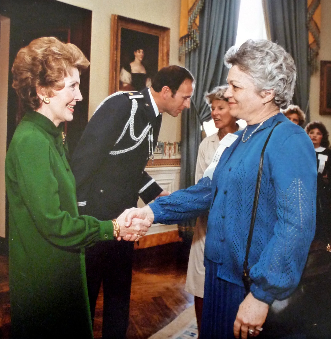 (photo courtesy Ron Fox) Norma Matheson shakes hands with Nancy Reagan.