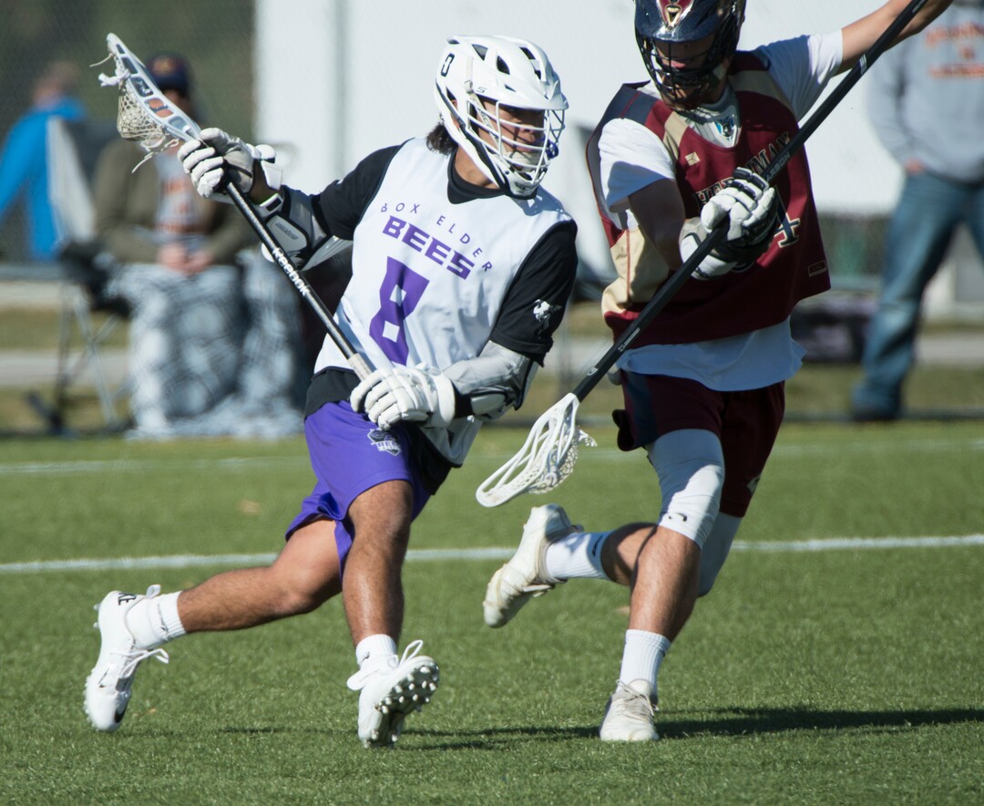 (Rick Egan | The Salt Lake Tribune) Brandyn Gaytan plays in a lacrosse game between Box Elder High School and a team from Herriman during a tournament in Logan on Saturday, Nov. 3, 2018.