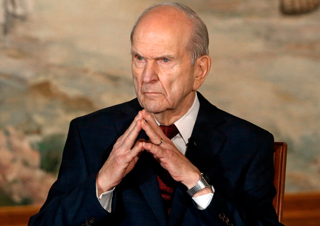 FILE - In this Jan. 16, 2018, file photo, President Russell M. Nelson looks on following a news conference, in Salt Lake City. The president of the Mormon church is asking people to refrain from using "Mormon" or "LDS" as a substitute for the full name of the religion: The Church of Jesus Christ of Latter-day Saints, Thursday, Aug. 16, 2018. (AP Photo/Rick Bowmer, File)