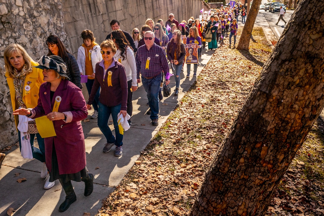 (Trent Nelson  |  The Salt Lake Tribune) A remembrance walk organized by Better Days 2020 in Salt Lake City on on Friday, Feb. 14, 2020 marks the 150th anniversary of Seraph Young casting her historical vote in Utah.