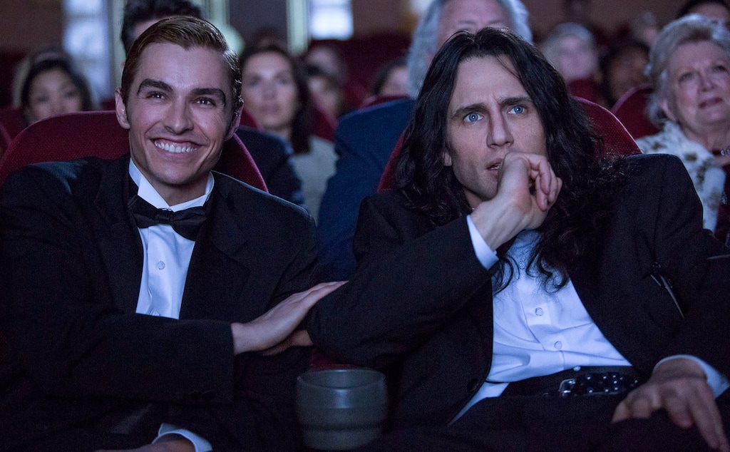 (Justina Mintz/A24 via AP) This image released by A24 shows Dave Franco, left, and James Franco in a scene from "The Disaster Artist."