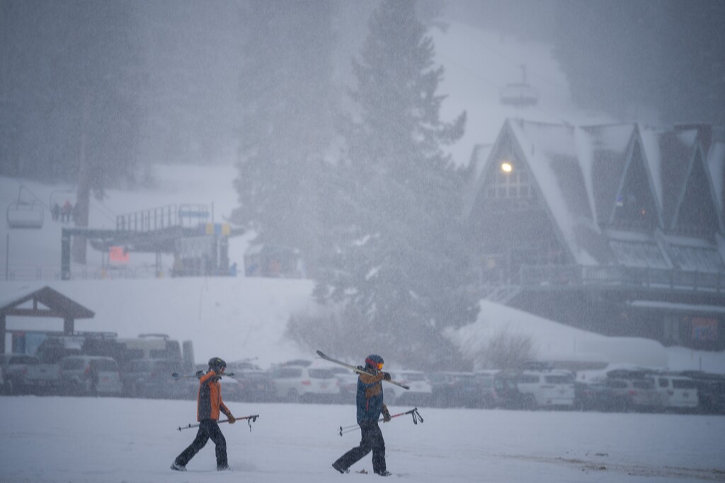 (Trent Nelson  |  The Salt Lake Tribune) Skiers at Brighton on Saturday, Dec. 23, 2023. While last year's winter was record-breaking, Utah is still waiting on more snow in the new year.