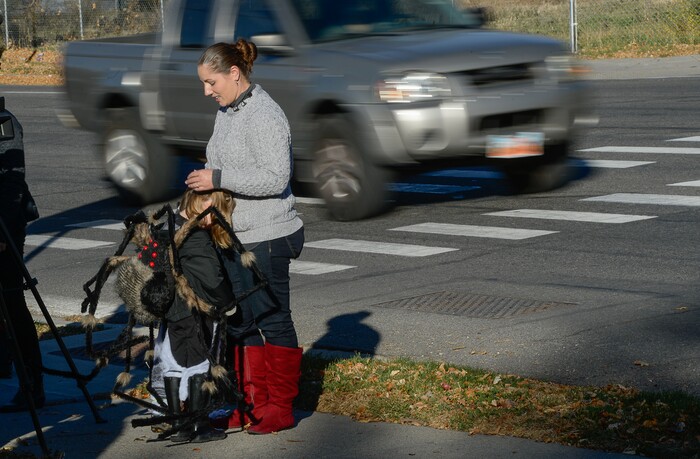 (Francisco Kjolseth  |  The Salt Lake Tribune)  Anna Simmon describes the harrowing Halloween night two years ago when her twin children, husband and a niece were struck by a truck turning left across traffic at 2100 South and 400 East in Salt Lake. Revisiting the scene she witnessed while following close behind, Simmon relayed her story in hopes of keeping trick-or-treaters of all ages safe this year. 