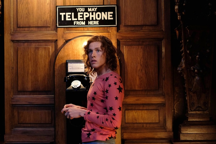 (Photo courtesy of Kurt Iswarienko/FX) J. Paul Getty III (Harris Dickinson) has to use the pay phone at his billionaire grandfather's house in “Trust.”