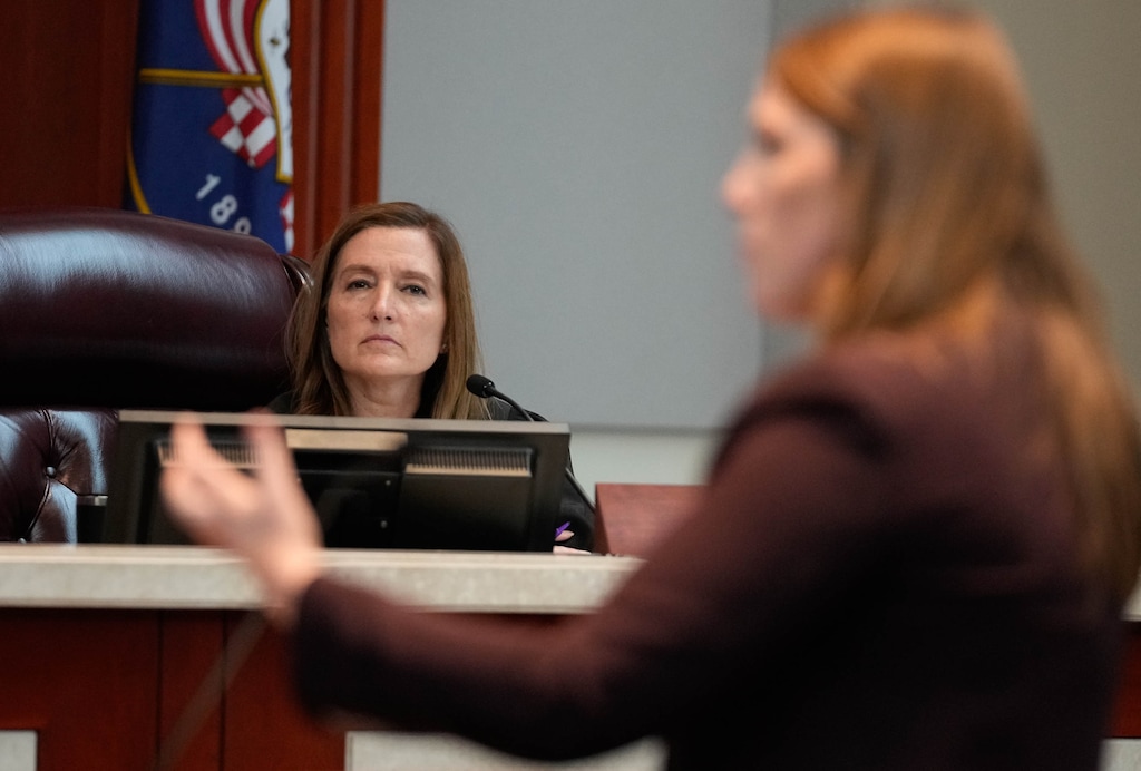 (Francisco Kjolseth | The Salt Lake Tribune) Utah Supreme Court Justice Jill M. Pohlman listens to oral arguments involving the Utah’s abortion trigger law before the Utah Supreme Court in Salt Lake City, Tuesday, Aug. 8, 2023.