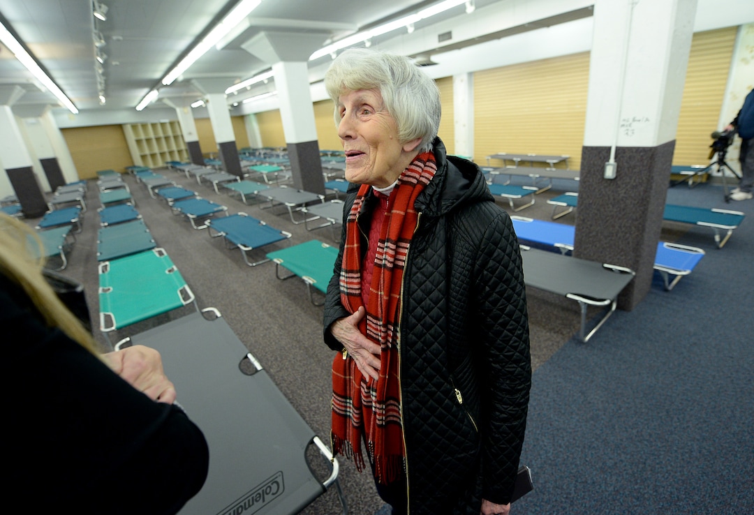 (Francisco Kjolseth | The Salt Lake Tribune) Pamela Atkinson at a temporary shelter as it gets ready to open for the night in Sugar House, Thursday, Jan. 23, 2020.
