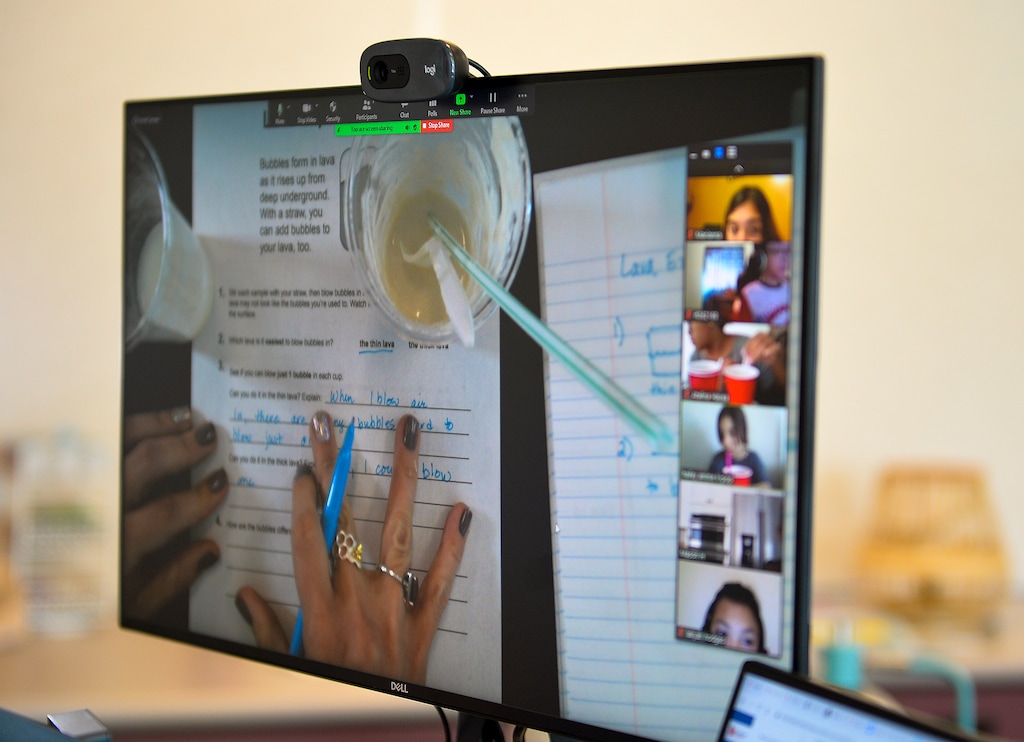 (Chris Samuels | The Salt Lake Tribune) Laura Jettison led her virtual fifth grade class in a science lesson from Parkview Elementary School in Salt Lake City, Sept. 19, 2022. Due to declining enrollment, the Salt Lake City School District may close its virtual elementary school.