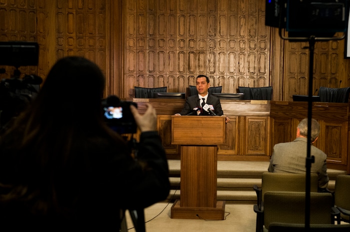 (Rick Egan  |  The Salt Lake Tribune)   At the Provo City Council chambers, Rosemberg Salgado asks the public for help locating his niece, Elizabeth Elena Laguna-Salgado. Three years after her last known sighting in downtown Provo, Laguna-Salgado still remains missing. Friday, April 13, 2018.