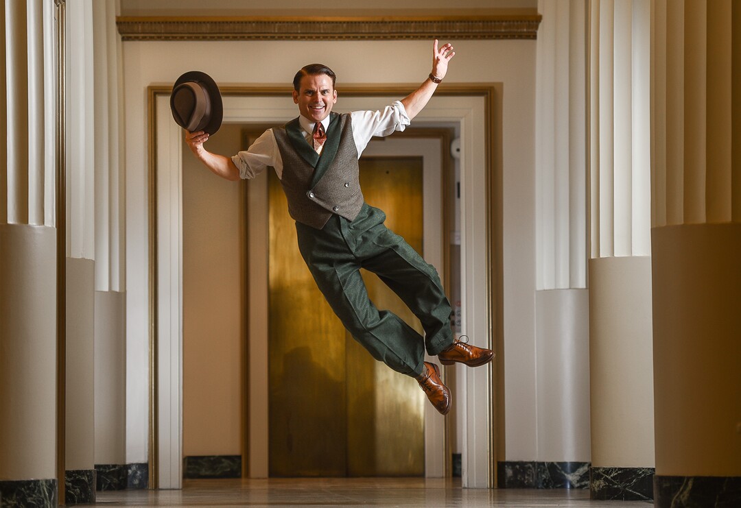 (Francisco Kjolseth  |  The Salt Lake Tribune)  Robert Creighton, actor who is writer, composer and star of "Cagney: The Musical," opening in September at Pioneer Theatre - where it is worshipping for a Broadway run, is photographed at The Wave in Salt Lake City.