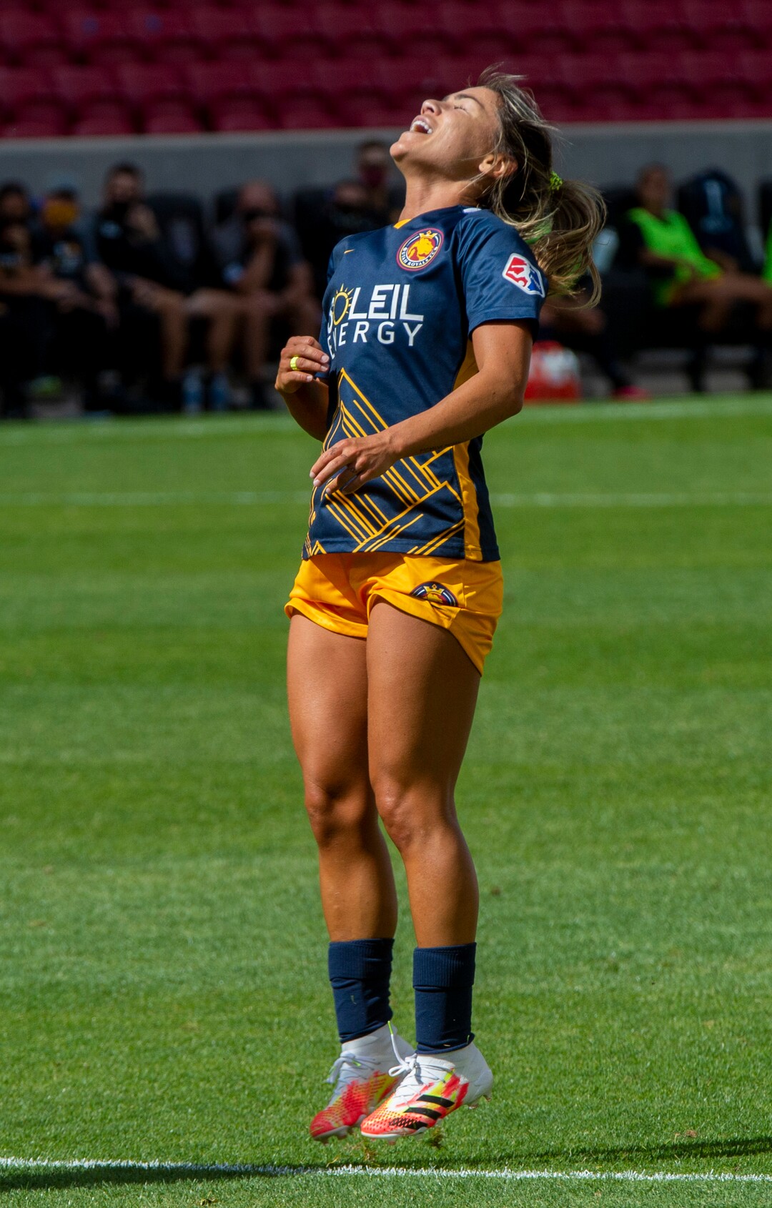 (Rick Egan  |  The Salt Lake Tribune) Utah Royals FC midfielder Lo'eau LaBonta (9) reacts after missing a goal, in soccer action between Utah Royals FC and Ol Reign FC at Rio Tinto Stadium in Sandy, Saturday, Sept. 26, 2020.