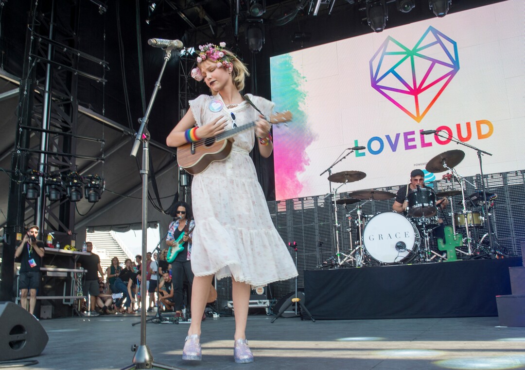 (Rick Egan  |  The Salt Lake Tribune)     Grace Vanderwaal performs at the Loveloud Festival at Rice-Eccles Stadium, Saturday, July 28, 2018. 