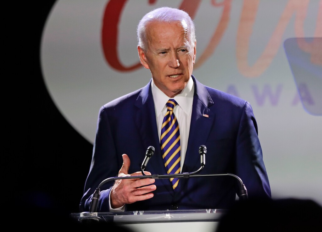 (Frank Franklin II | The Associated Press)  Former Vice President Joe Biden speaks at the Biden Courage Awards on Tuesday, March 26, 2019, in New York.