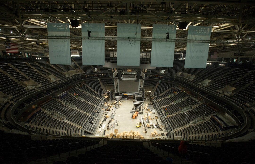 (Rick Egan  |  The Salt Lake Tribune)  The Vivint Smart Home Arena from the upper level. Friday, September 15, 2017.