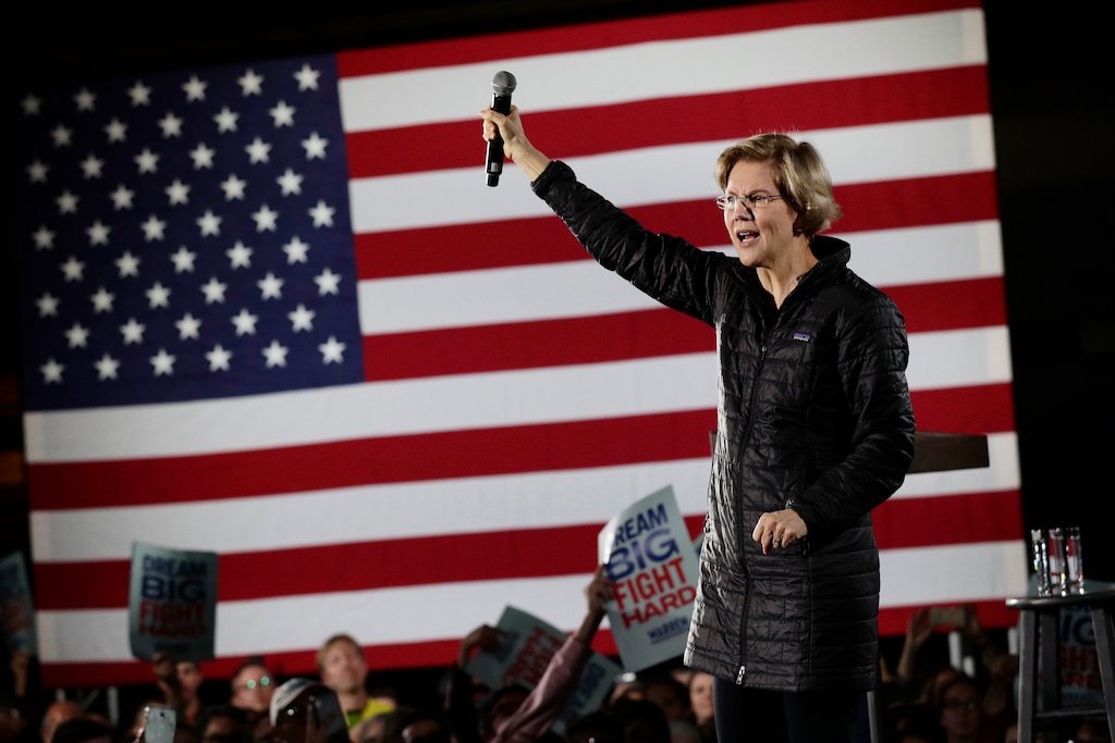 (Eric Gay | AP) Democratic presidential candidate Sen. Elizabeth Warren, D-Mass., addresses supporters during a town hall in San Antonio, Thursday, Feb. 27, 2020.