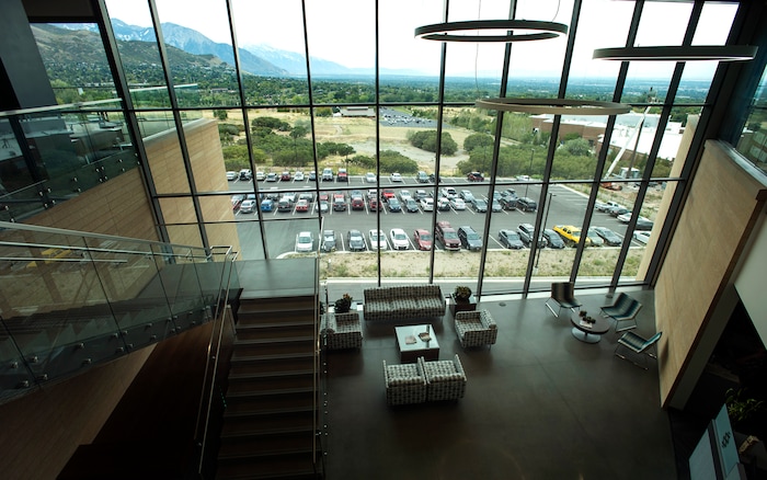 (Rick Egan  |  The Salt Lake Tribune)  The main lobby at BioFire Diagnostic at Research Park. BioFire Diagnostic is one of the top performing companies in the Top Workplaces competition,Thursday, September 28, 2017.