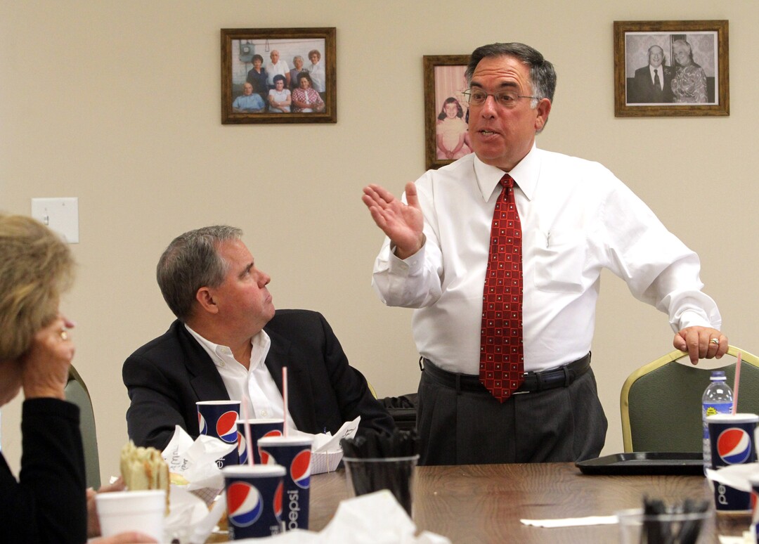 (Rick Egan  |  Tribune File Photo)  Sam Granato talks to David Simmons (left) and other friends during lunch at Granato's Importing Co. in Salt Lake City, Friday, October 8, 2010.
