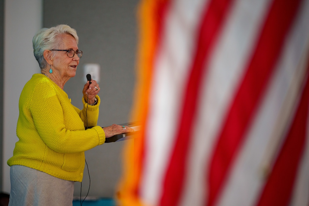 (Trent Nelson  |  The Salt Lake Tribune) Rep. Carol Spackman Moss, D-Holladay, at a naturalization ceremony in Kearns on Tuesday, Aug. 5, 2025.