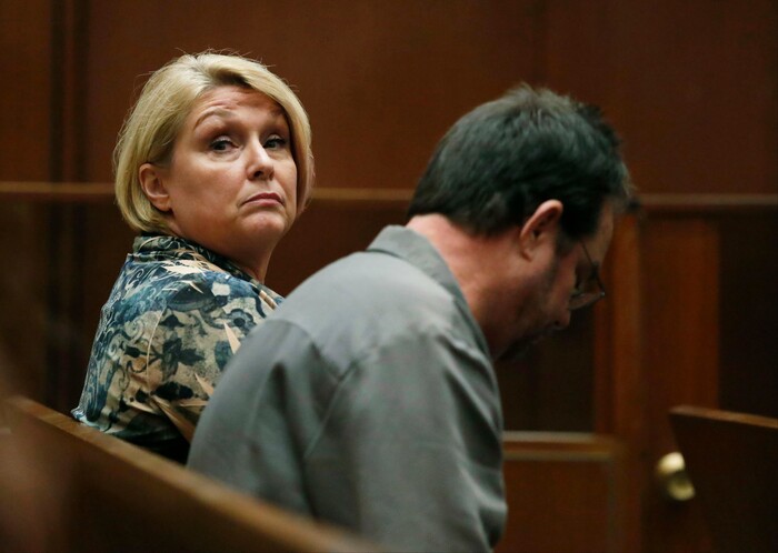 FILE - In this June 9, 2017, file photo, Samantha Geimer, left, appears at Los Angeles Superior Court for a motion hearing in Los Angeles. A Los Angeles judge has denied the impassioned plea of Roman Polanski's victim to end the criminal case against the fugitive director. Judge Scott Gordon ruled Friday, Aug. 18  Polanski must appear in a Los Angeles court if he expects to have his four-decade-old case resolved. Polanski pleaded guilty to having unlawful sex with Geimer when she was 13. He fled the country on the eve of sentencing in 1978. (Paul Buck/Pool Photo via AP, File)