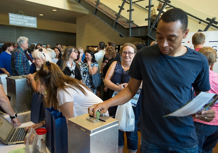 (Rick Egan  |  The Salt Lake Tribune)  Voters cast their ballots Saturday, Aug. 12, 2017, for the Salt Lake County sheriff.
