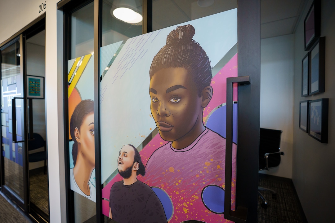 (Trent Nelson  |  The Salt Lake Tribune) Workspaces at Spy Hop’s new headquarters in the Central Ninth neighborhood of Salt Lake City on Wednesday, April 28, 2021.