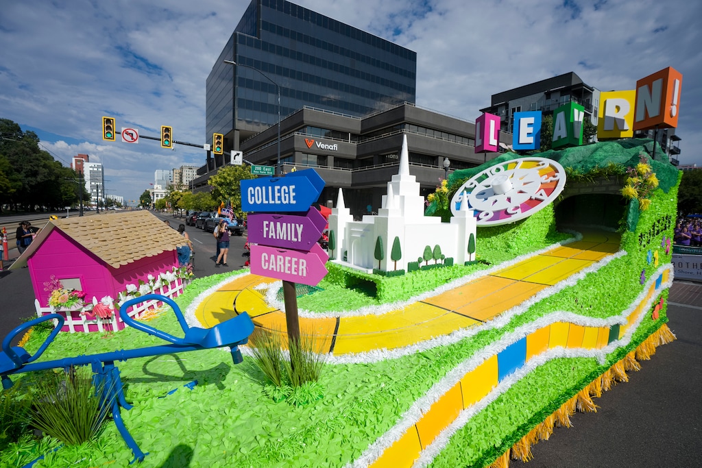 (Bethany Baker  |  The Salt Lake Tribune) A decorated float during the Days of '47 Parade in Salt Lake City on Friday, July 24, 2026.