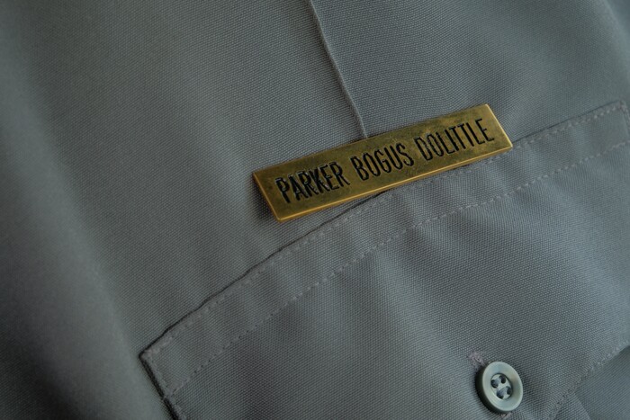 (Leah Hogsten  |  The Salt Lake Tribune) Parked on the shoulder of Highway 24, Wayne County sheriff's "deputy" Parker Doolittle deters would be speeders in the small town of Loa, Utah, Sept. 13, 2017.