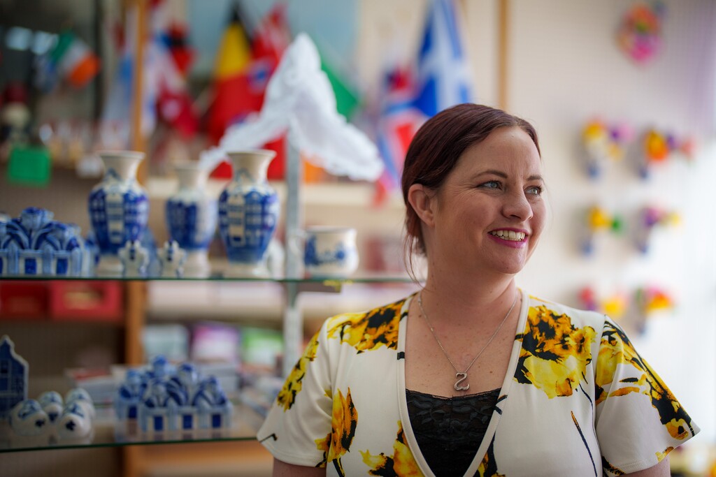 (Trent Nelson  |  The Salt Lake Tribune) Katie Reid at The Old Dutch Store in Salt Lake City on Tuesday, April 5, 2022. The Dutch Social Club of Utah and The Old Dutch Store are putting on Dutch King's Day on Saturday, April 23, 2022.