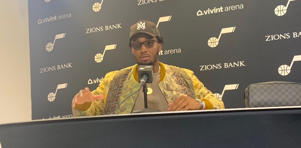 (Eric Walden  |  The Salt Lake Tribune) Utah Jazz guard Donovan Mitchell's postgame eyewear led to the revelation that he foregoes wearing needed contact lenses during games.