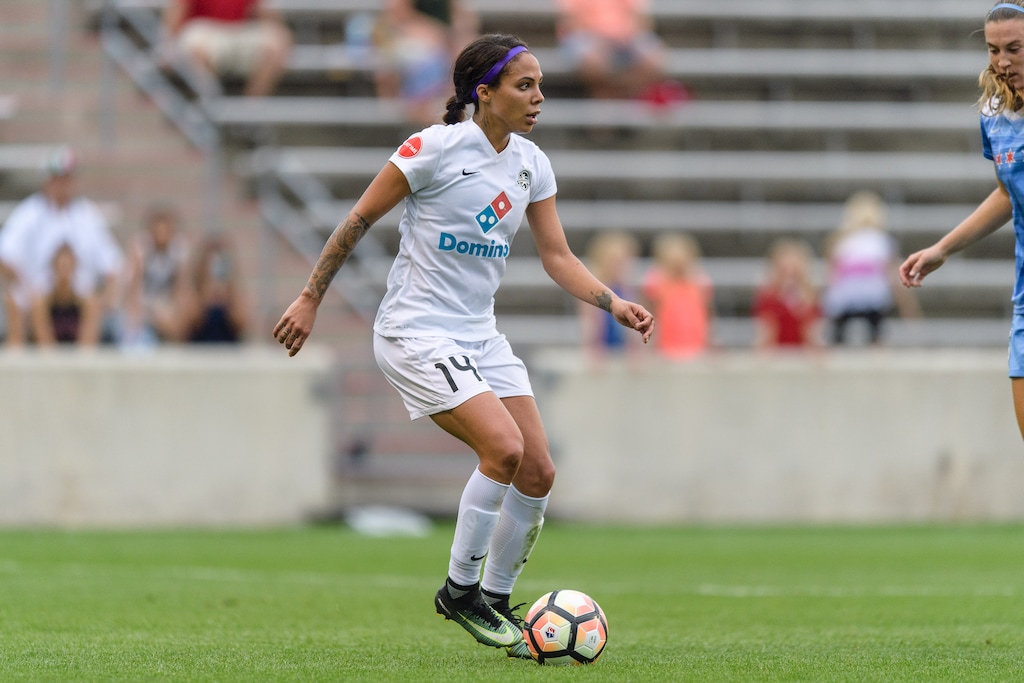 (Courtesy MLS Soccer) Sydney Leroux Dwyer during a regular season National Women's Soccer League match between the Chicago Red Stars and FC Kansas City at Toyota Park.