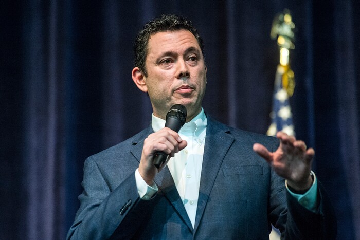 Chris Detrick  |  The Salt Lake Tribune
U.S. Rep. Jason Chaffetz, R-Utah, speaks during the town-hall meeting in Brighton High School Thursday February 9, 2017. 