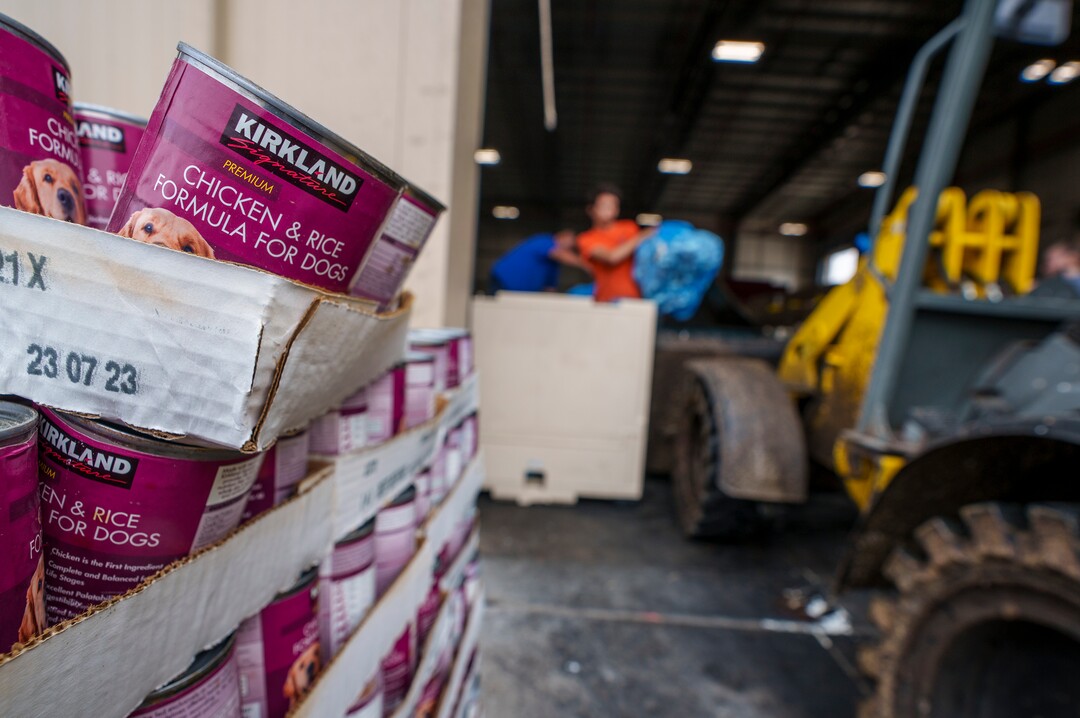 (Leah Hogsten | The Salt Lake Tribune) Food waste from restaurants, grocery stores, hotels, caterers, breweries, food processing-manufacturing plants, cafeterias, hospitals, schools and universities is processed, including pallets of outdated Kirkland brand dog food, above, Sept. 1, 2021. Wasatch Resource Recovery is UtahÕs first and only anaerobic digester which produces a fertilizer and natural gas from decomposing food. The facility processes organic waste which includes food scraps, liquid waste and manufacturing food waste. The process, in operation since 2019, turns the organic matter into sustainable resources, biogas and bio-based fertilizer and the facility will pilot a food scraps pickup program for residents.