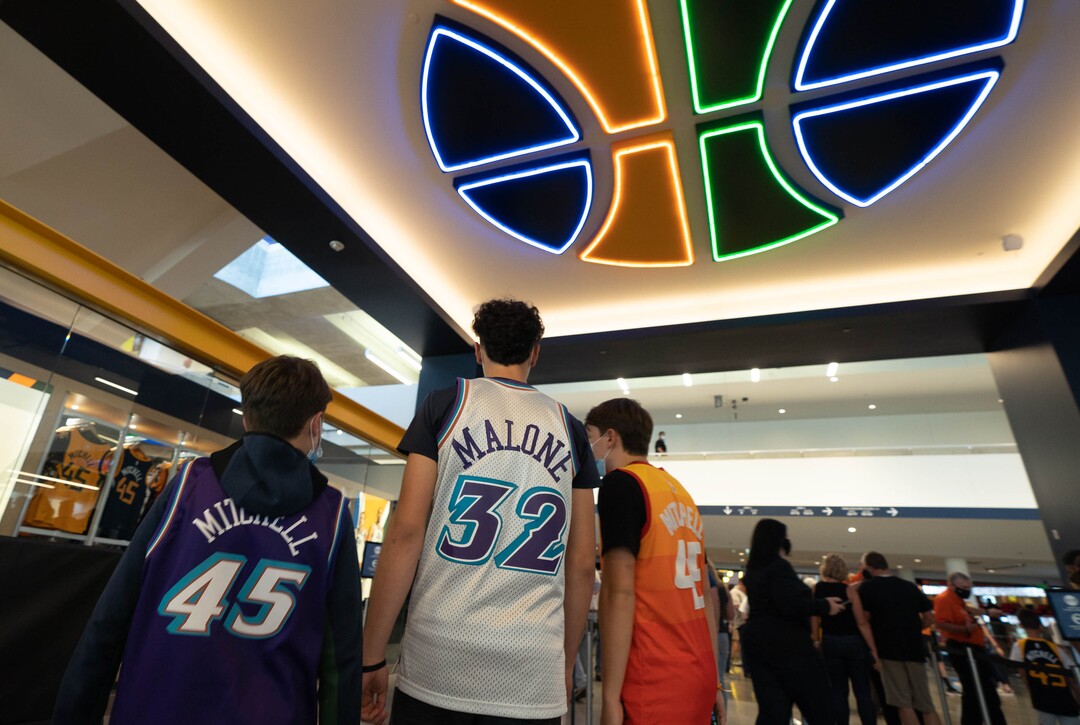 (Francisco Kjolseth | The Salt Lake Tribune) Young Jazz fans get ready to take in Game 5 of an NBA basketball first-round playoff series against the Memphis Grizzlies Wednesday, June 2, 2021, in Salt Lake City, UT.