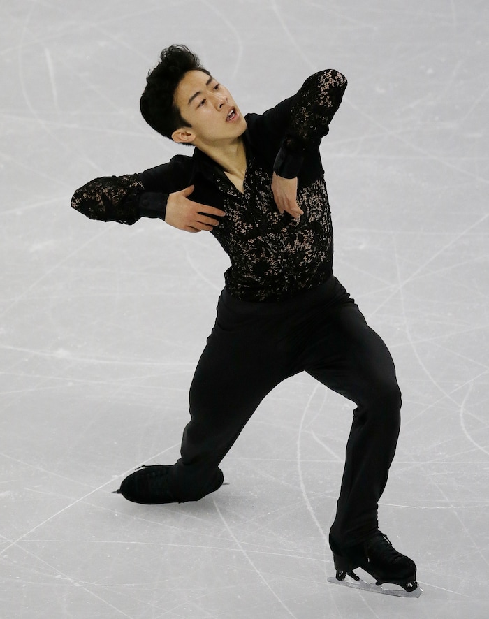 Nathan Chen of the United States competes in the Men Short Program at the ISU Four Continents Figure Skating Championships in Gangneung, South Korea, Friday, Feb. 17, 2017. (AP Photo/Ahn Young-joon)